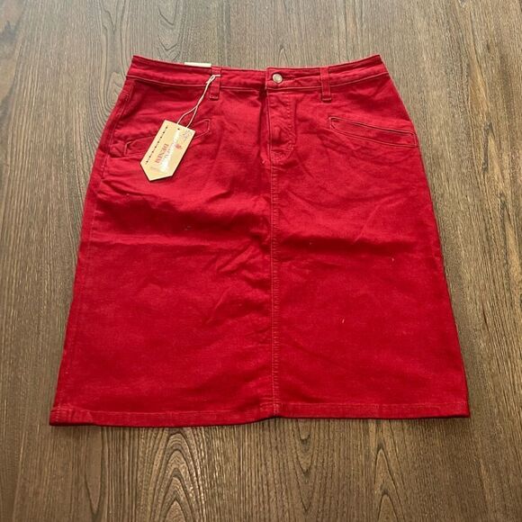 NWT Comfort Denim Mini Skirt Belted Size 13/14 - Picture 1 of 9